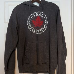 Gray Canada Hoodie with Red Leaf Design